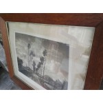 Много стара литография от Испания в още по стара рамка - 3830